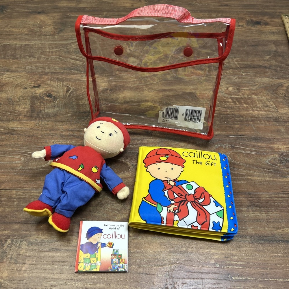 2001 Caillou & Friends Plush Figure Books Bag Choutte Publishing Reading Kids